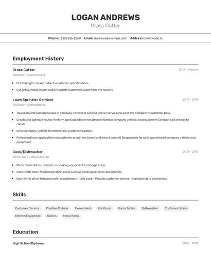 Grass Cutter Resume