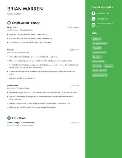 Grass Cutter Resume