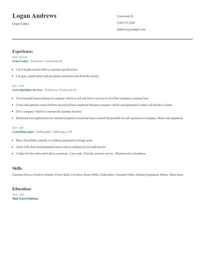 Grass Cutter Resume