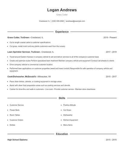 Grass Cutter Resume
