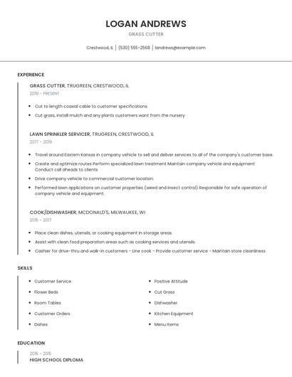 Grass Cutter Resume