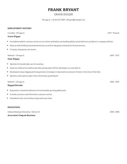 Grave Digger Resume