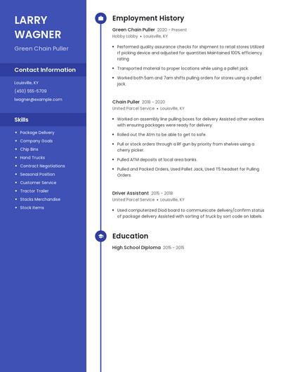 Green Chain Puller Resume