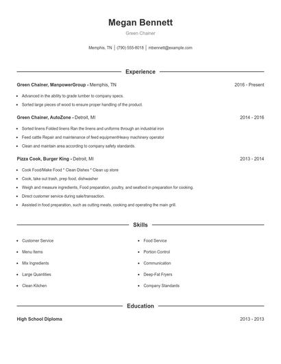Green Chainer Resume