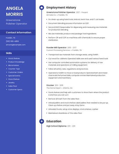 Greenstone Polisher Operator Resume