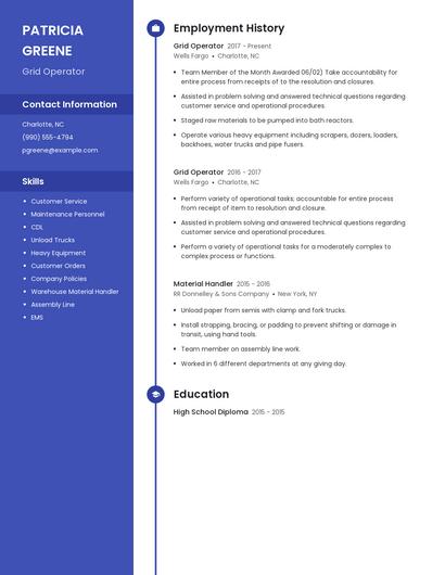 Grid Operator Resume