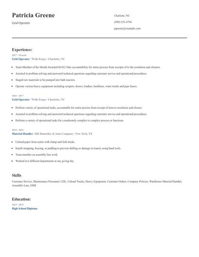 Grid Operator Resume