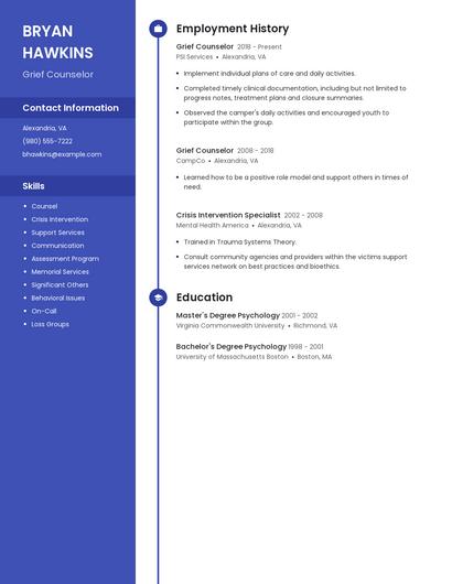 Grief Counselor Resume