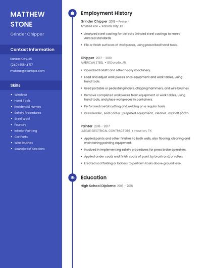 Grinder Chipper Resume