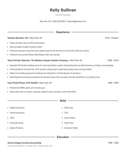 Resume example 1