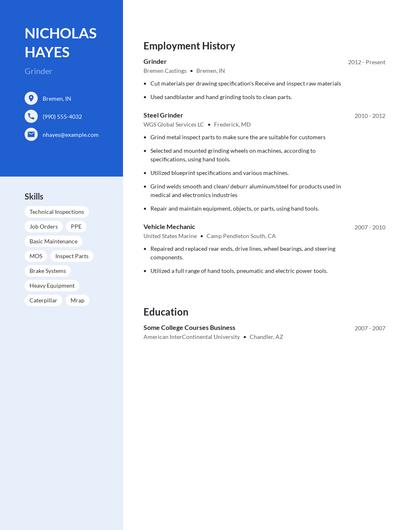 Grinder Resume