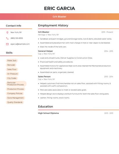 Grit Blaster Resume