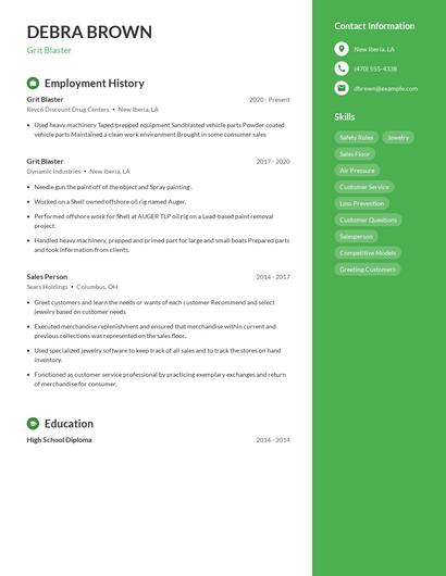 Grit Blaster Resume
