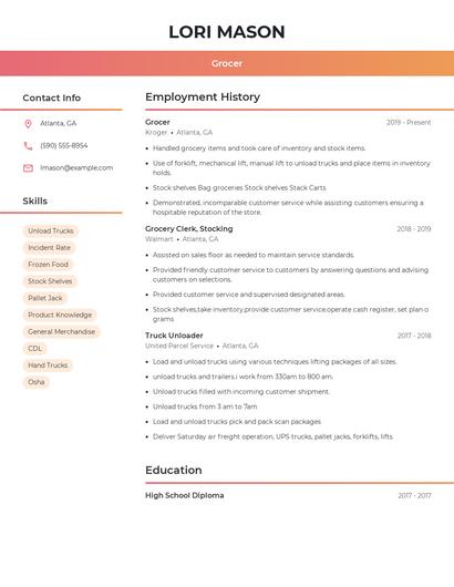 Grocer Resume