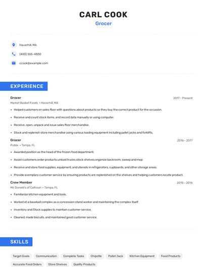 Grocer Resume