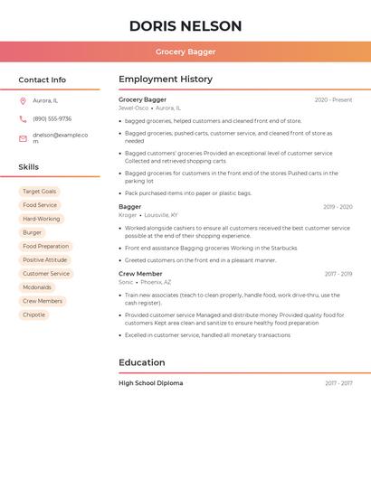 Grocery Bagger Resume