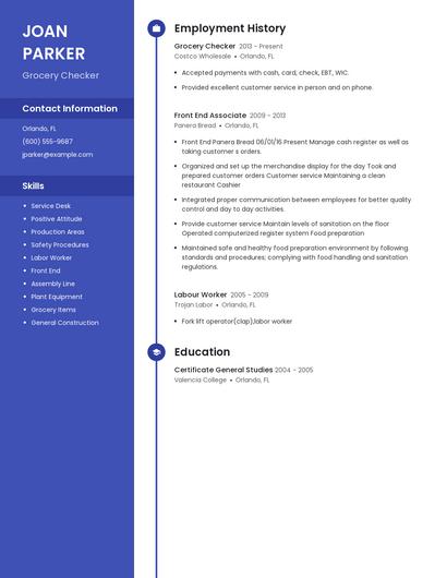 Grocery Checker Resume