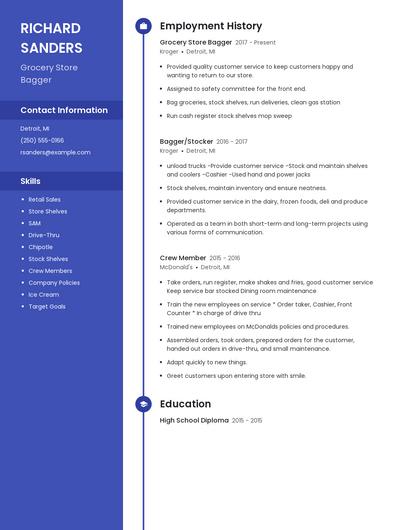 Grocery Store Bagger Resume