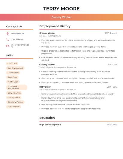 Grocery Worker Resume