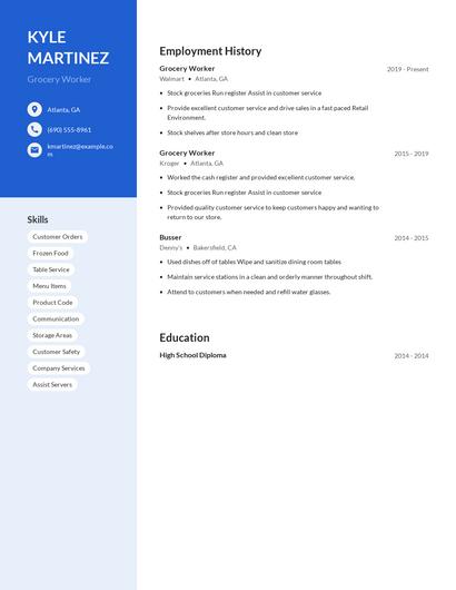 Grocery Worker Resume