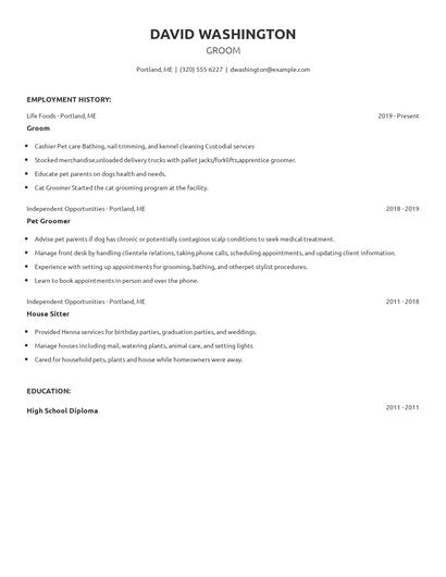 Groom Resume
