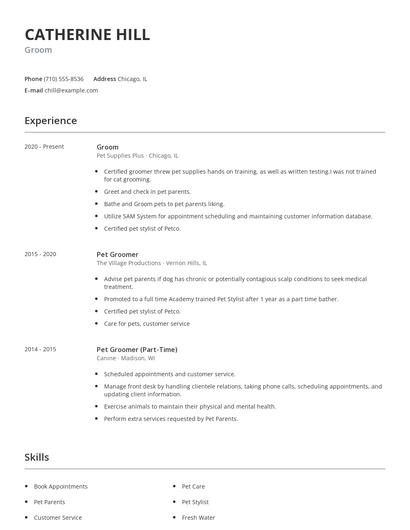 Groom Resume