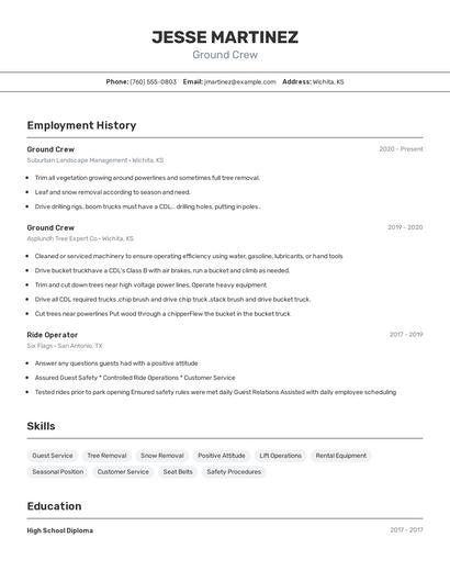 Ground Crew Resume