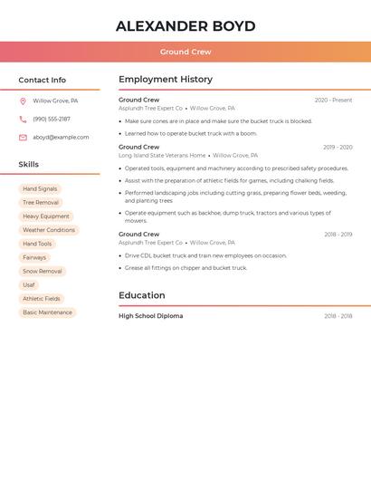 Ground Crew Resume