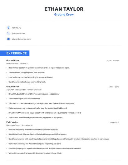 Ground Crew Resume