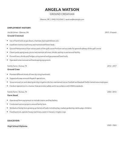 Ground Crewman Resume