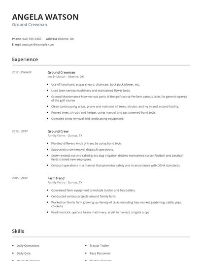 Ground Crewman Resume
