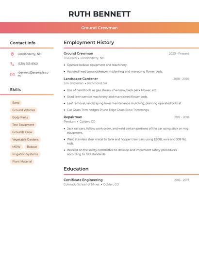 Ground Crewman Resume