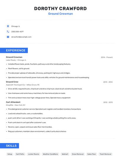 Ground Crewman Resume