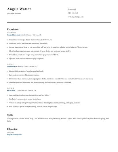Ground Crewman Resume