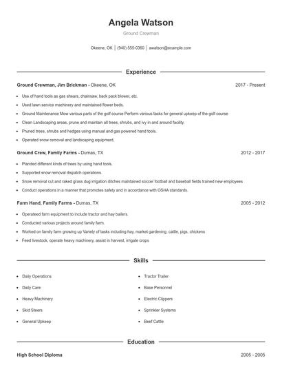Ground Crewman Resume