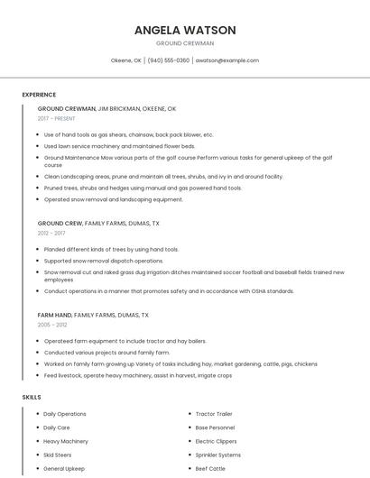 Ground Crewman Resume
