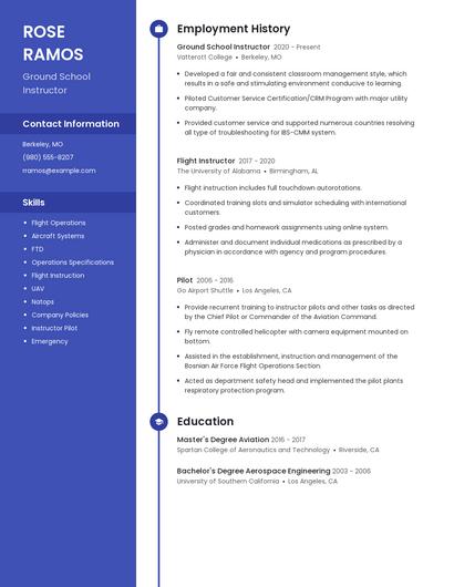 Ground School Instructor Resume