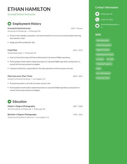 Ground School Instructor Resume
