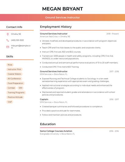 Ground Services Instructor Resume