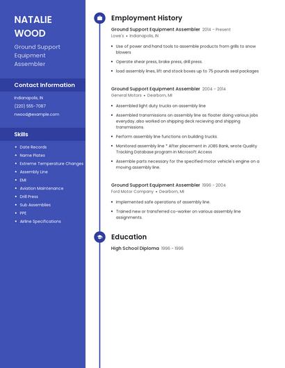 Ground Support Equipment Assembler Resume