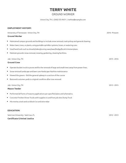 Ground Worker Resume