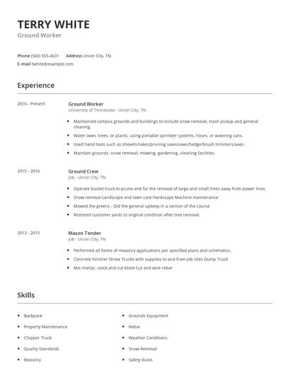 Ground Worker Resume
