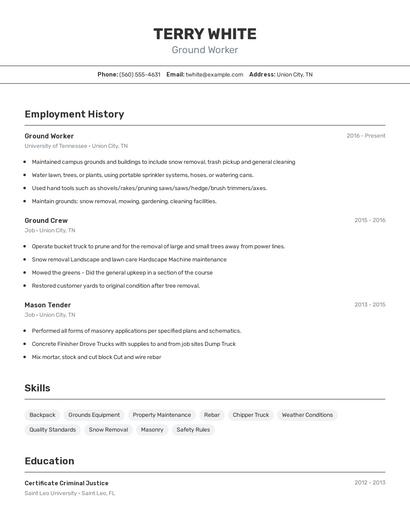 Ground Worker Resume