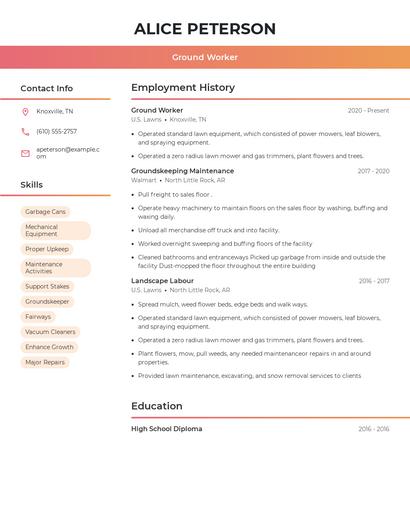 Ground Worker Resume