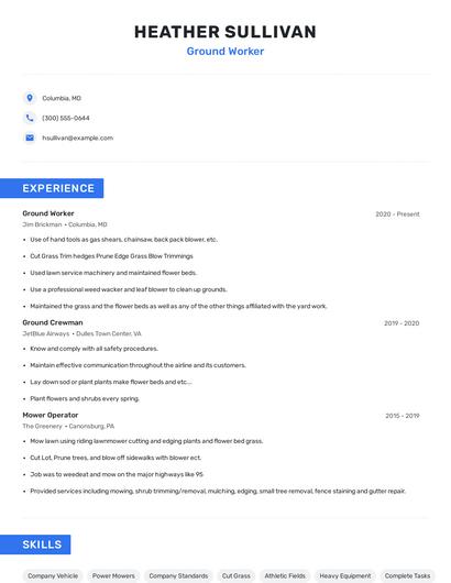Ground Worker Resume