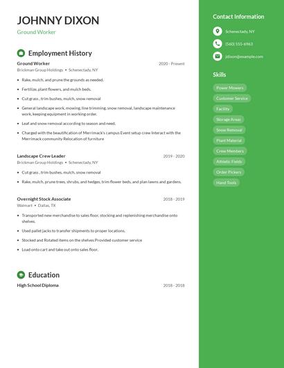 Ground Worker Resume