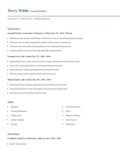Ground Worker Resume