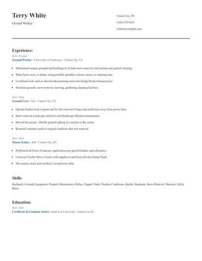 Ground Worker Resume