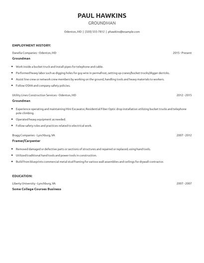 Groundman Resume