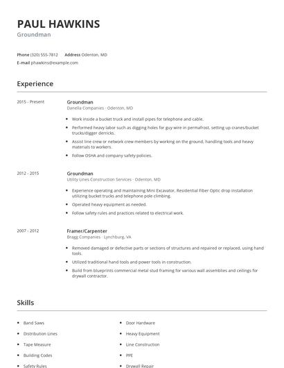 Groundman Resume